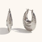 Beat Pattern Glossy Oval Earrings - Viexta