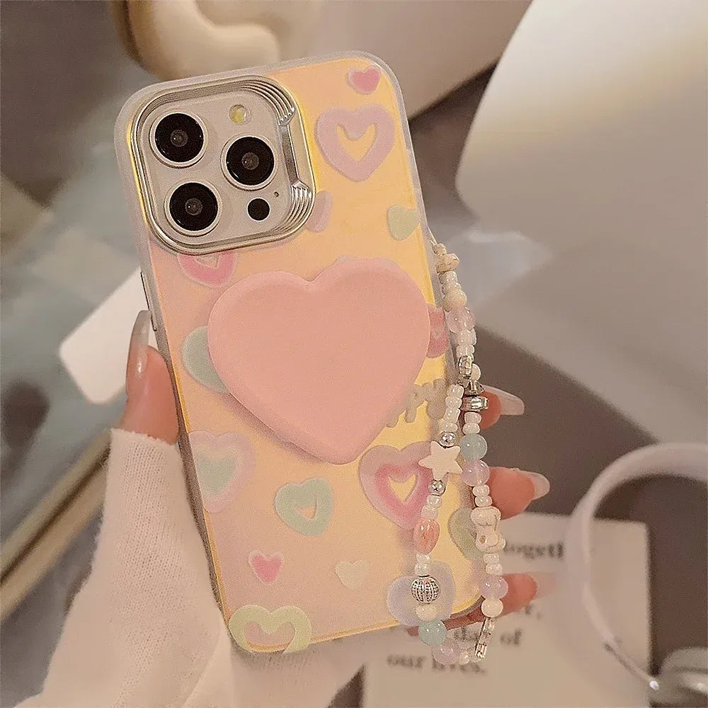 Laser Loving Heart Bracket Silicone iPhone Case - Viexta