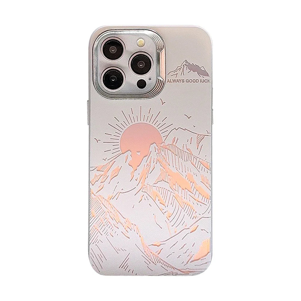 Laser Sunset Golden Mountain themed iPhone Case