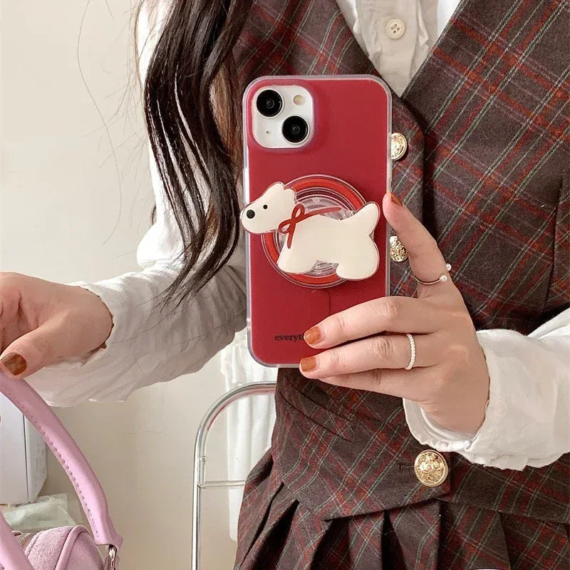 New Year Red Bow Tie Puppy Drop-resistant iPhone Case - Viexta