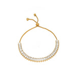 Zircon-studded Chain Pearl Bracelet