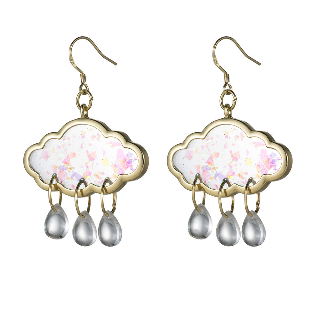 Colorful Clouds Raindrops Earrings