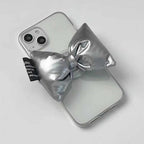 transparent-soft-shell-silver-bow-down-stand-iphone-case - Viexta