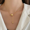 gold-ball-titanium-steel-necklace - Viexta