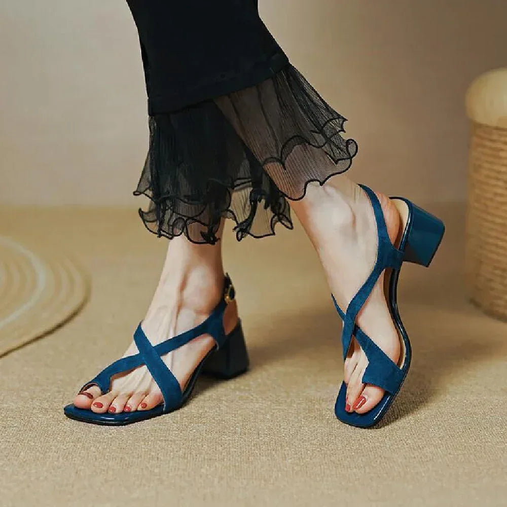 Chunky Cross Strap Heels - Viexta
