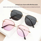Retro Double-bridge Hollow-out Metal Sunglasses - Viexta