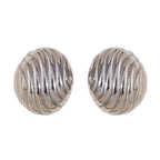 Stainless Steel Vintage Oval Streamline Stud Earrings