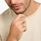 Men's Yellow Gold Twill Tungsten Ring - Viexta
