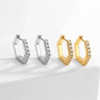 Hexagon Zircon-embedded Earrings - Viexta