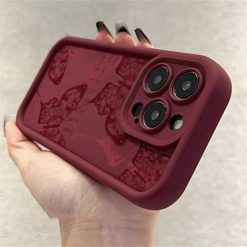 Wine Red Butterfly iPhone Case