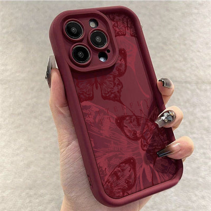 Wine Red Butterfly iPhone Case