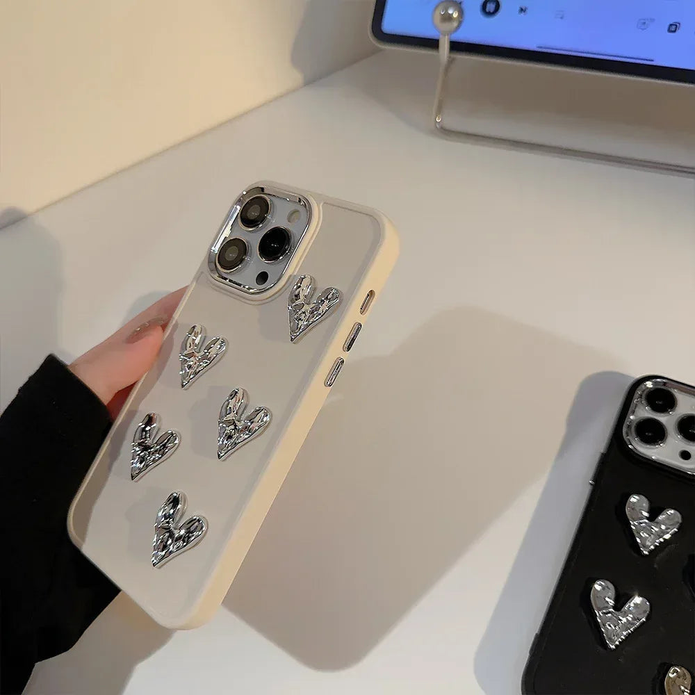 Pleated Metallic Heart iPhone Shell - Viexta