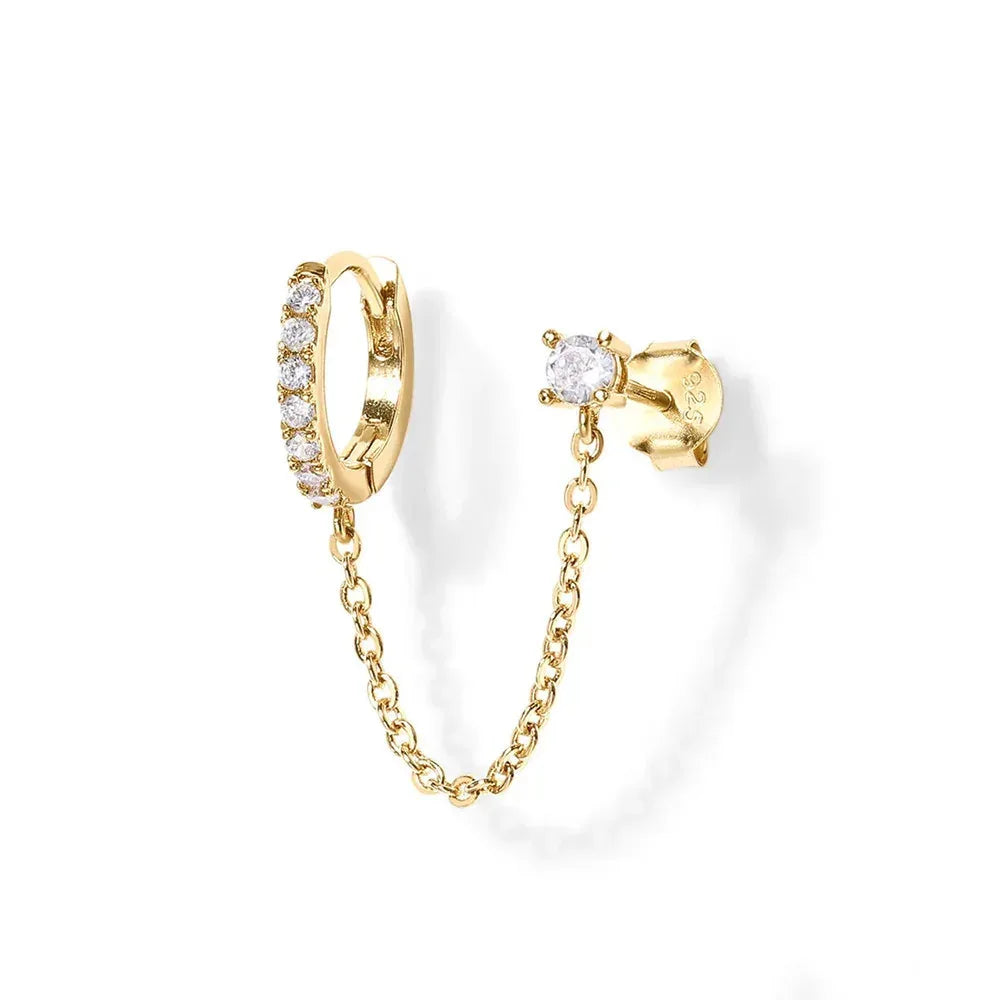 S925 Sterling Silver Single Row Studded Earring - Viexta
