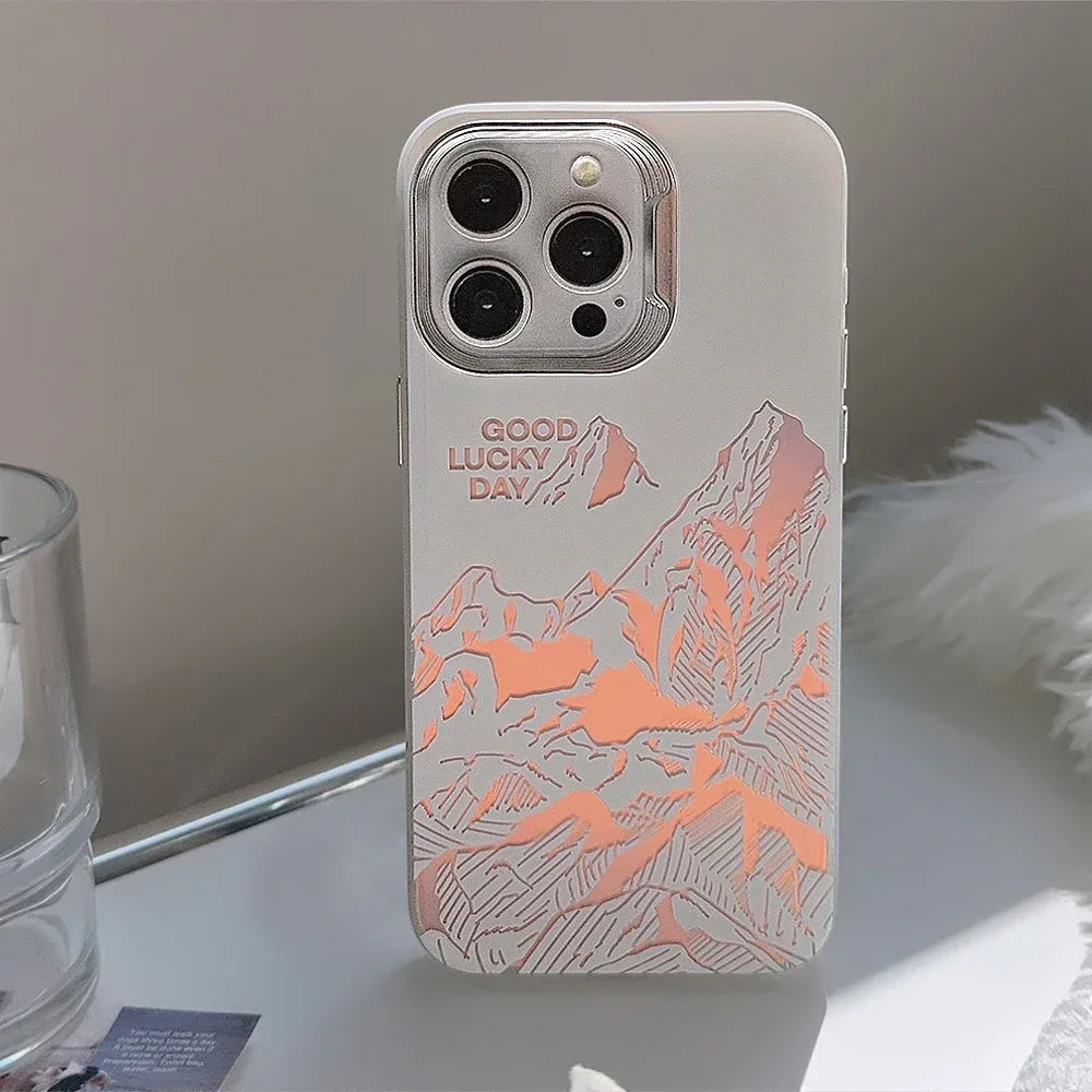 Laser Sunset Golden Mountain themed iPhone Case