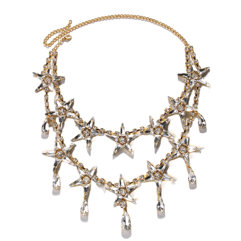 Banquet Double-layer Five-pointed Star Necklace Earrings