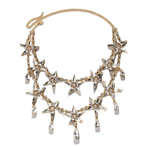 Banquet Double-layer Five-pointed Star Necklace Earrings - Viexta