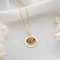 Personalized Engraved Birthstone Circle Necklace - Viexta