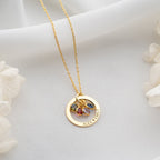 Personalized Engraved Birthstone Circle Necklace