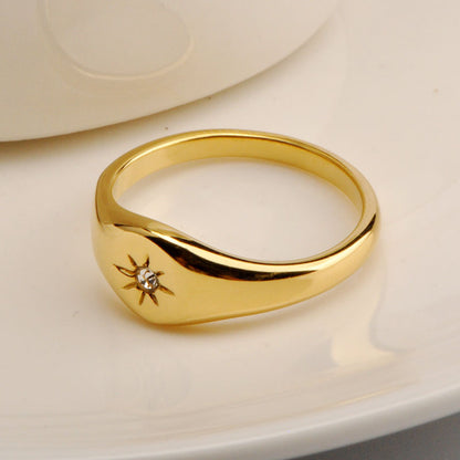 Stainless Steel Five-pointed Star Three-dimensional Ring