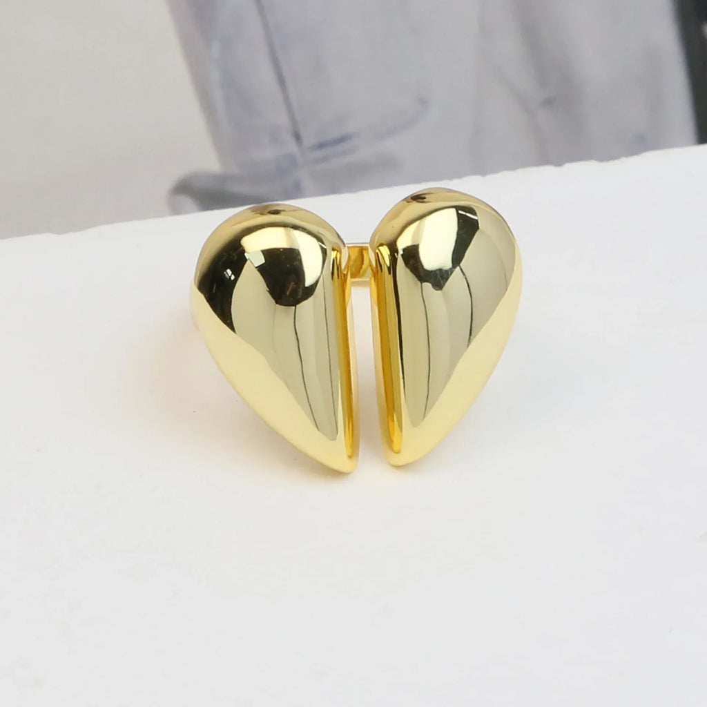 Brass Glossy Peach Heart Ring - Viexta