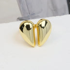 Brass Glossy Peach Heart Ring - Viexta