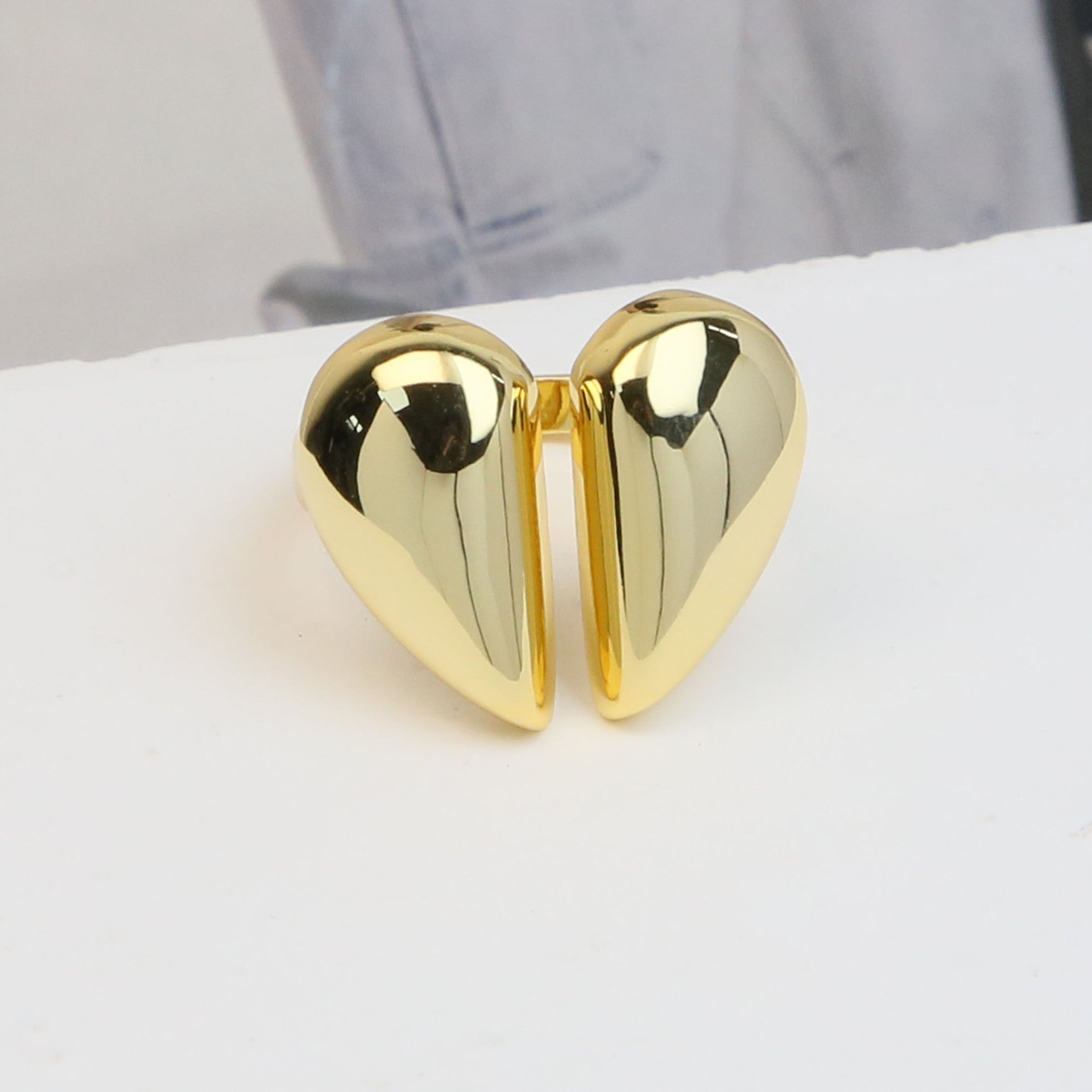 Brass Glossy Peach Heart Ring