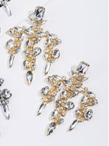 Luxury Sparkling Rhinestone Water Drop Tassel Stud Earrings