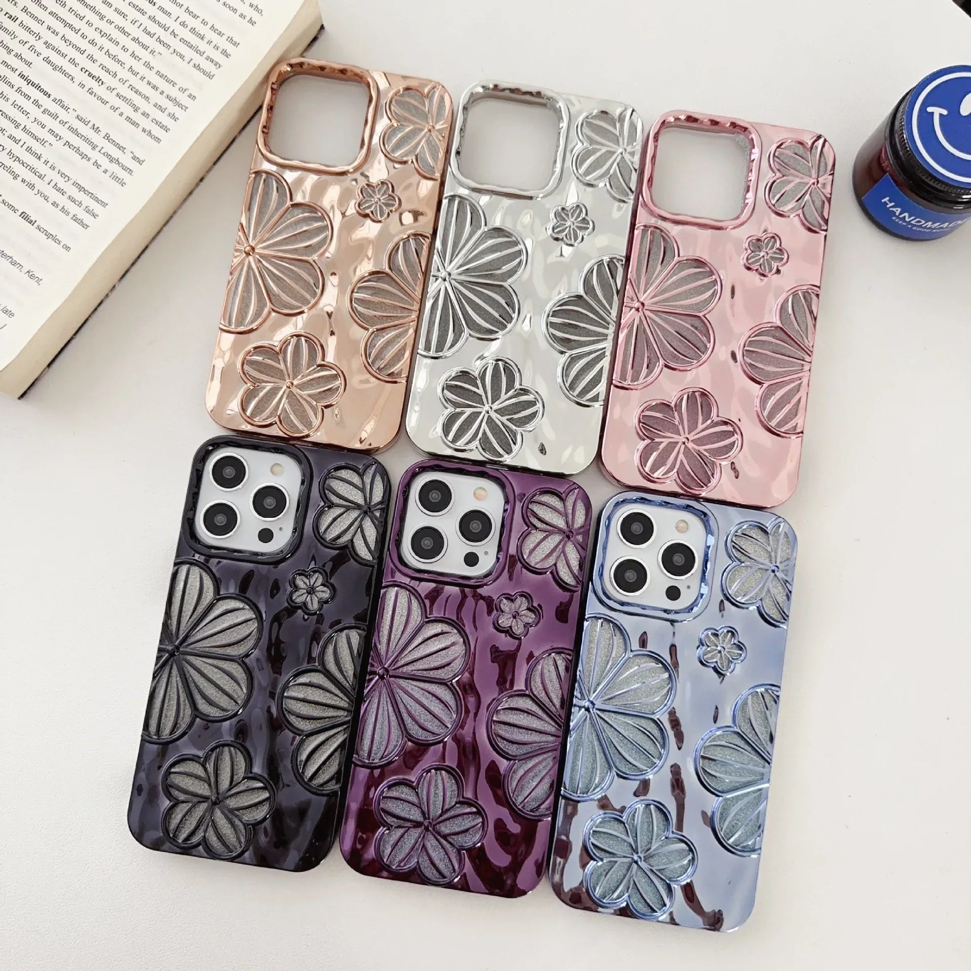 Electroplating Pleated Flower iPhone Case - Viexta