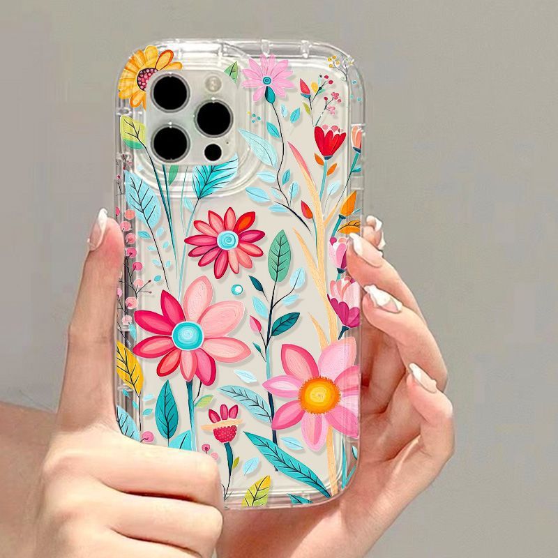 Transparent Colorful Flowers iPhone Case