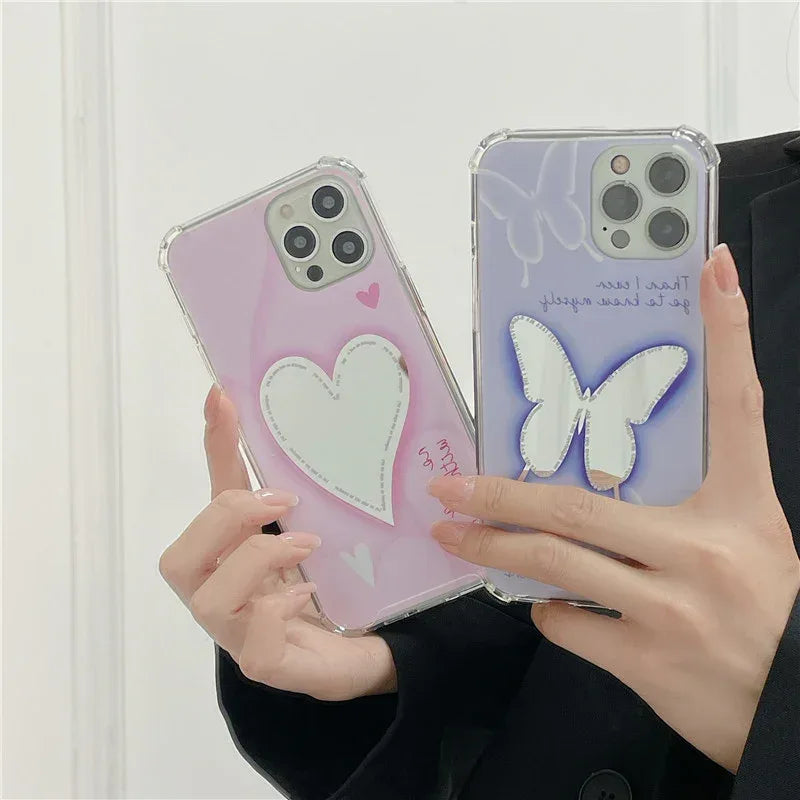 cartoon-mirror-butterfly-heart-iphone-case - Viexta