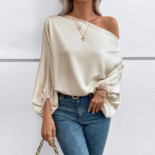 Diagonal Collar Asymmetric Pullover