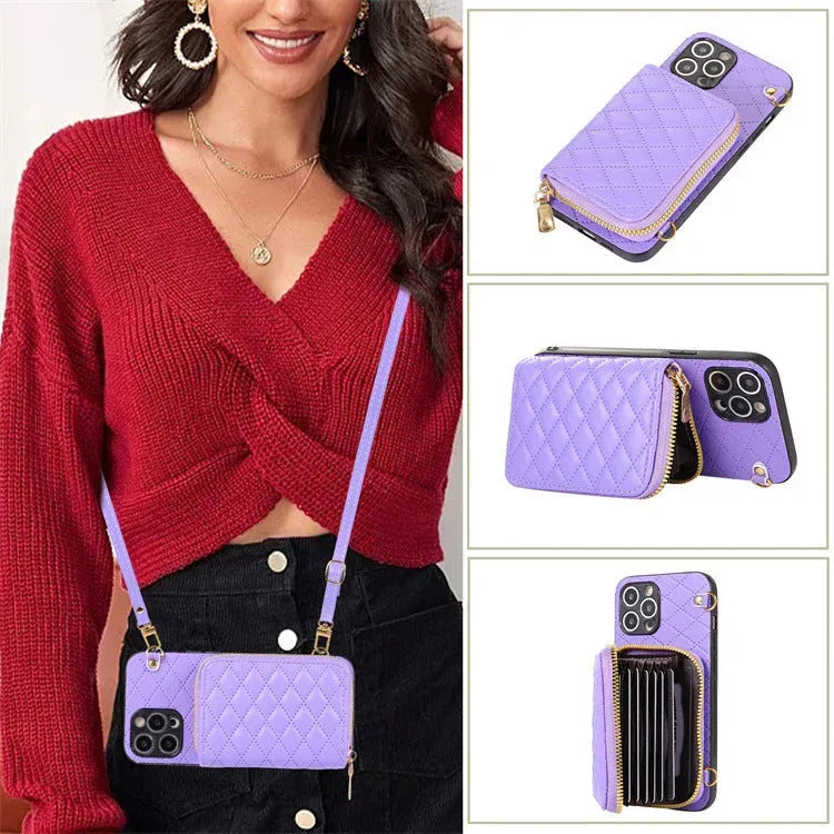 litchi-pattern-card-holder-iphone-case - Viexta