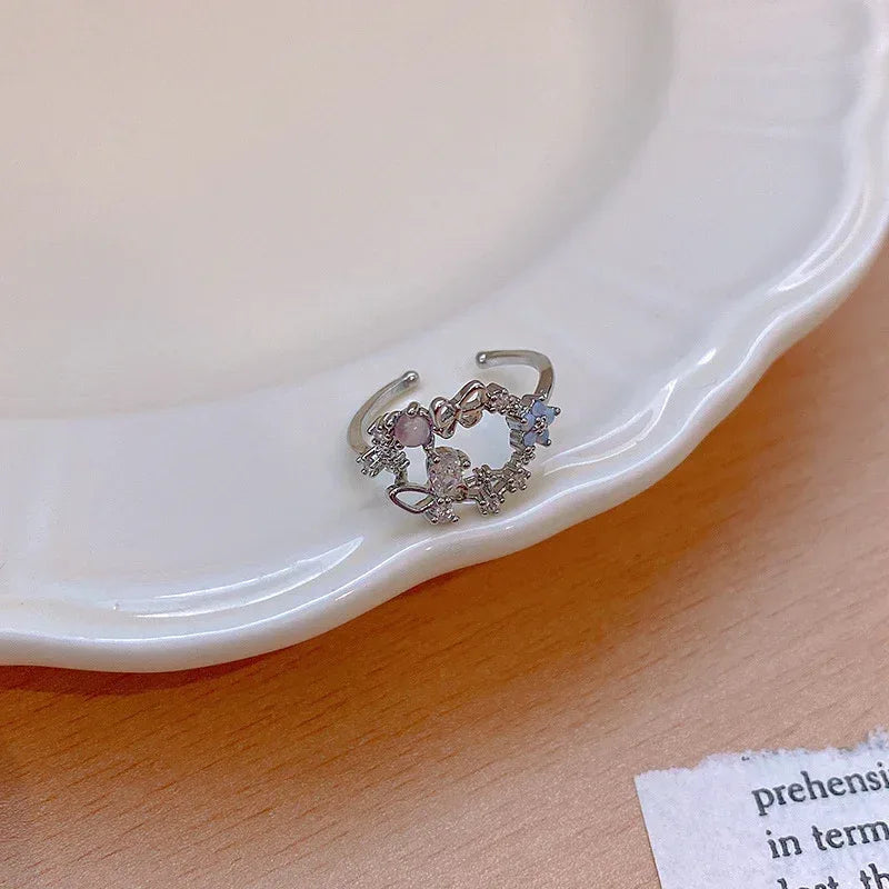 Micro Set Crystal Zircon Pearl Ring - Viexta