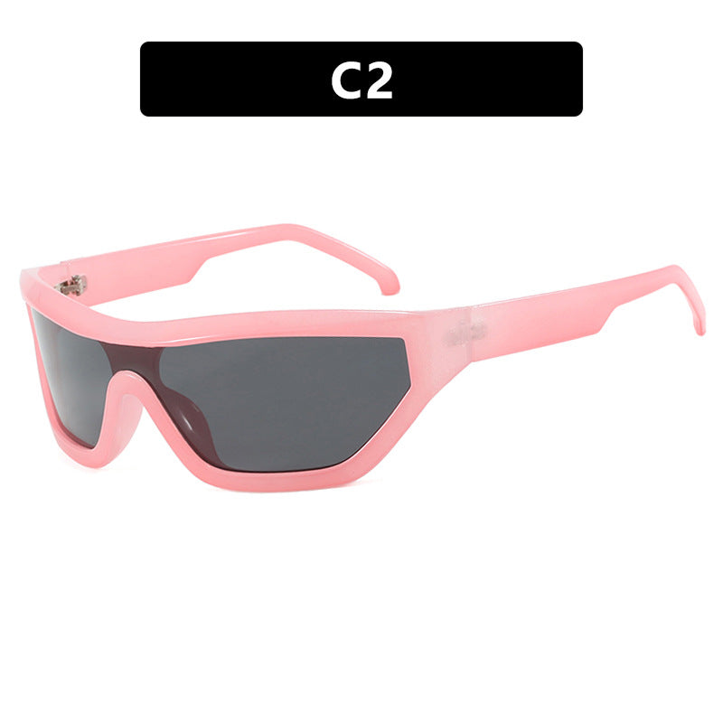 Conjoined Y2K Sunglasses Hip Hop Hot Girl Sunglasses Bounce Di Sunglasses Personalized Outdoor Street Shooting Sunglasses Narrow Frame
