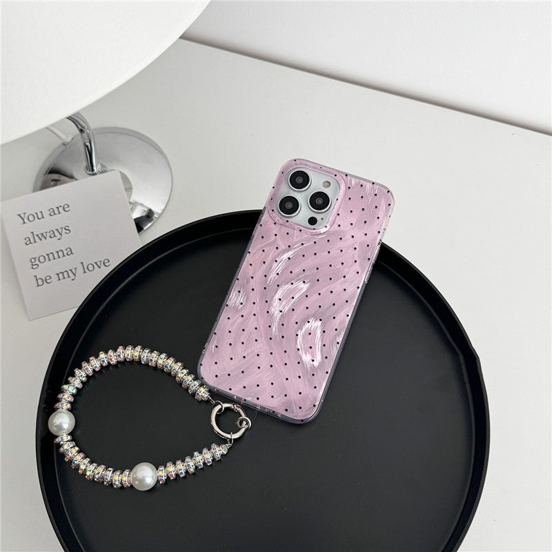 Elegant Purple Polka Dot Bow iPhone Case