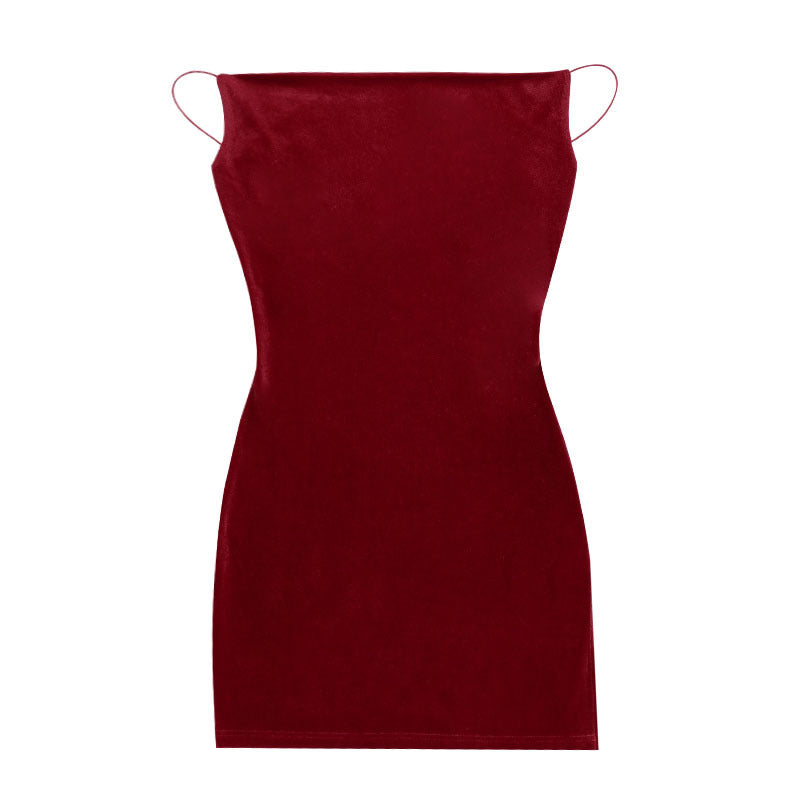 Suede Solid Color Mid-waist Dress