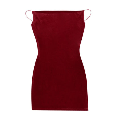 Suede Solid Color Mid-waist Dress