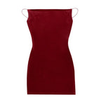 Suede Solid Color Mid-waist Dress - Viexta