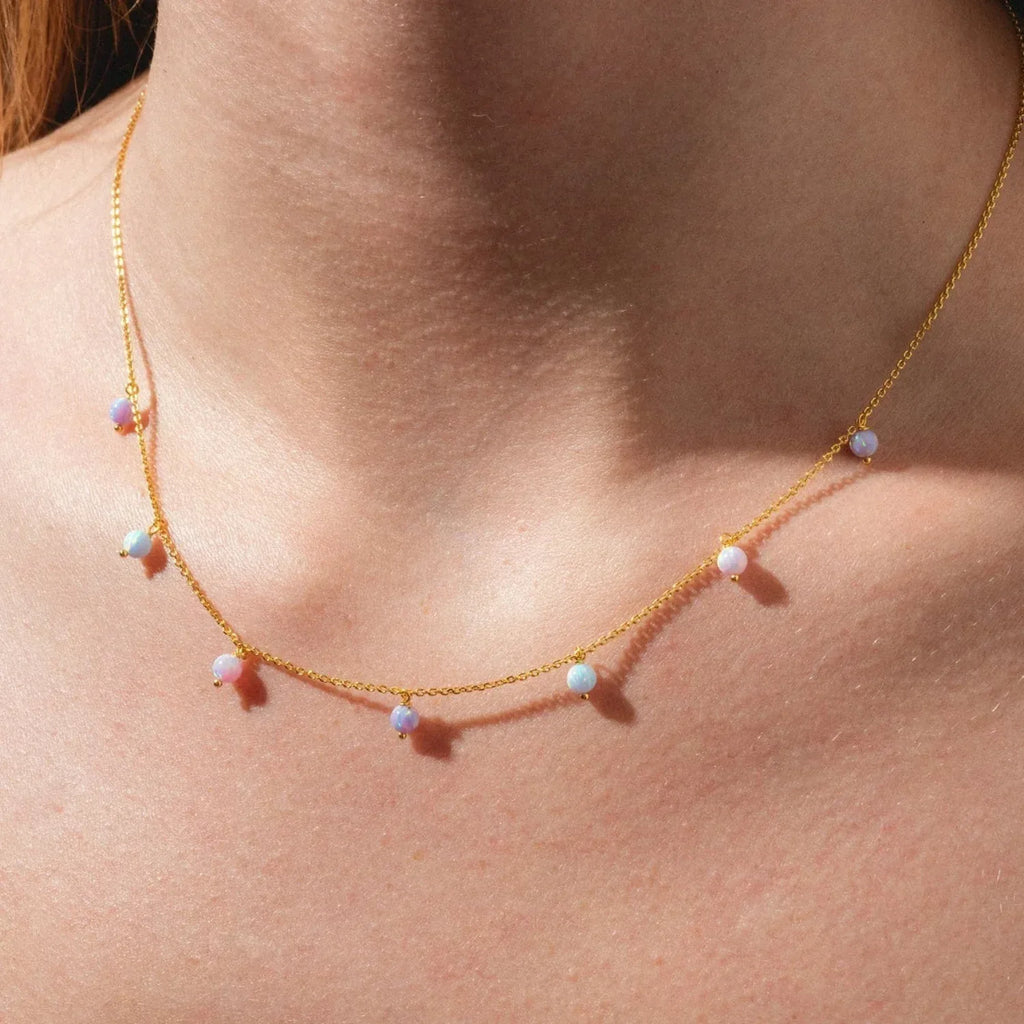 Opal Moon Necklace Diamond Inlaid Clavicle Chain - Viexta