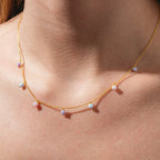 Opal Moon Necklace Diamond Inlaid Clavicle Chain - Viexta