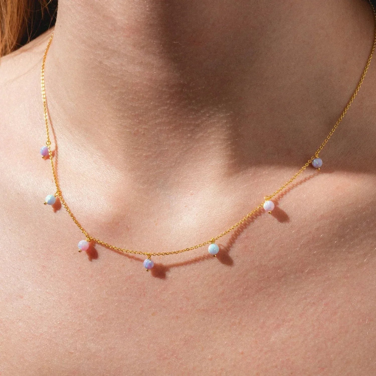 Opal Moon Necklace Diamond Inlaid Clavicle Chain - Viexta