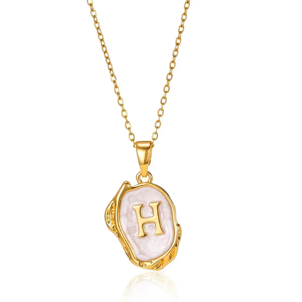 Simple 26 Letters Drop Oil Three-dimensional Necklace - Viexta