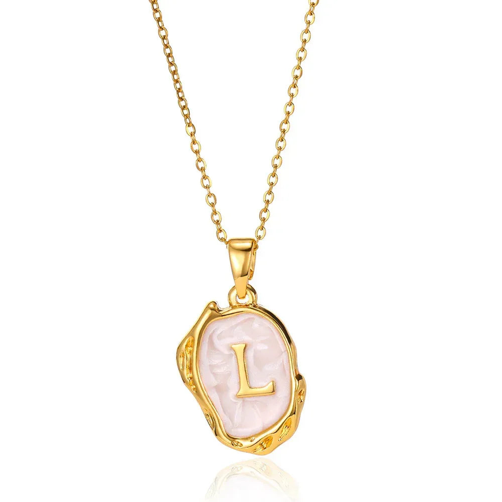Simple 26 Letters Drop Oil Three-dimensional Necklace - Viexta