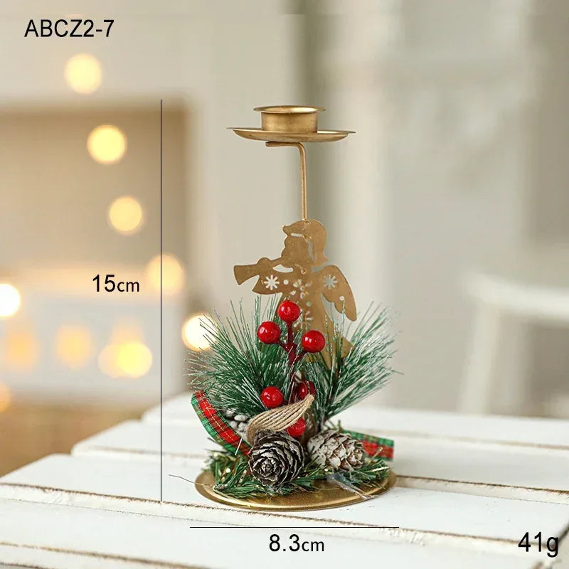 christmas-candlestick-golden-wrought-iron-window-decoration - Viexta