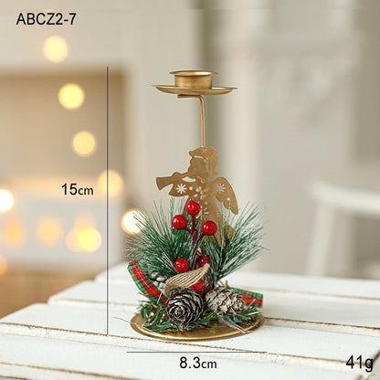 Christmas Candlestick Golden Wrought Iron Window Decoration