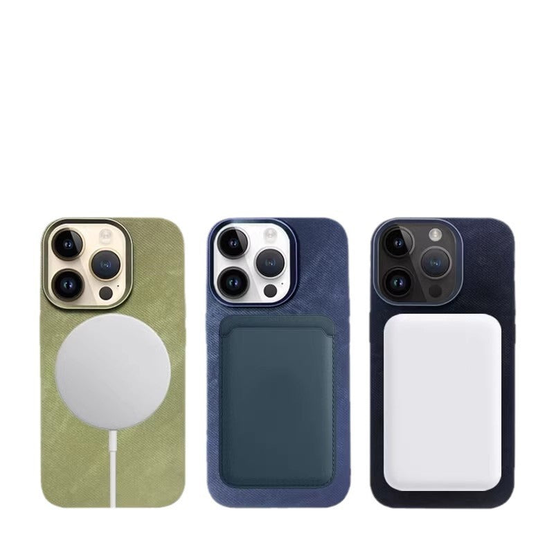 Magnetic Leather Drop-resistant Flannel iPhone Case