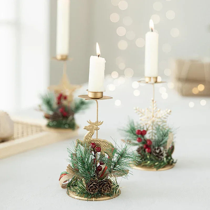 christmas-candlestick-golden-wrought-iron-window-decoration - Viexta
