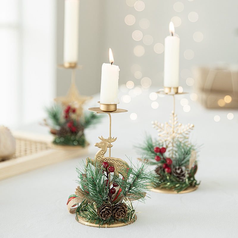 christmas-candlestick-golden-wrought-iron-window-decoration