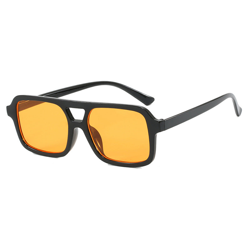 Square small frame double beam sunglasses, new driving sunglasses for women, UV resistant beach sunglasses