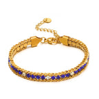 Zircon-studded Chain Pearl Bracelet